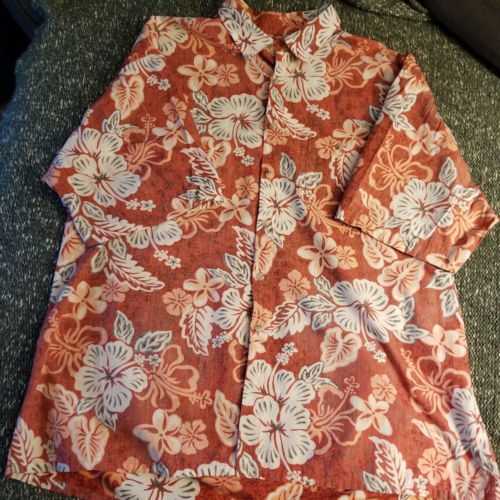 XXL Hawaiian/Aloha shirt, red/pink/ cream floral